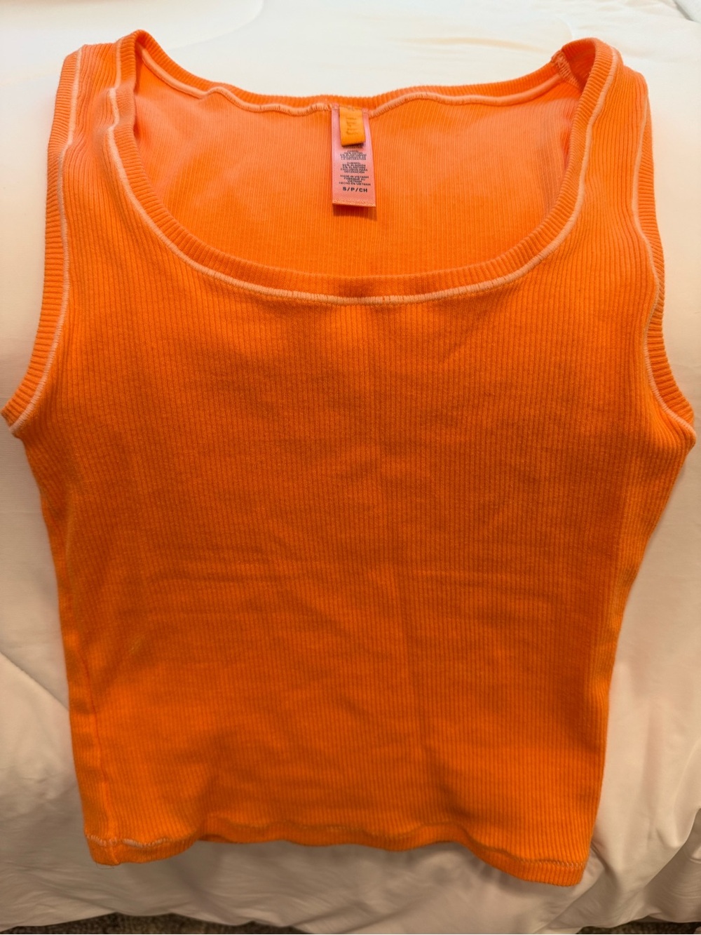 SKIMS Bright Orange Ribbed Scoop-Neck Tank
